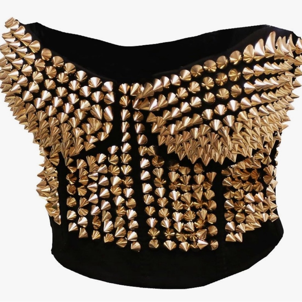 Madonna Style Metallic Studs Bustier Bra Corset Top